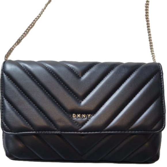 Dkny Handbags - NWT - DKNY VERONICE CLUTCH PURSE-BLACK WITH GOLD ACCENTS - NWT